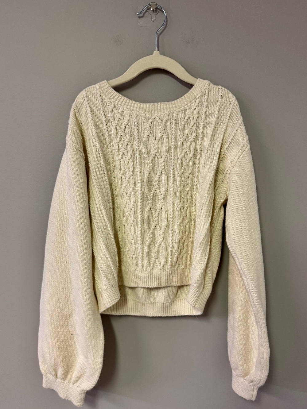 Cream Cable-Knit Scoop-Neck Sweater